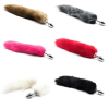 False Fox Tail With Metal Anal-Butt Plug Buttplug Cosplay Game Toy Games Romance - black