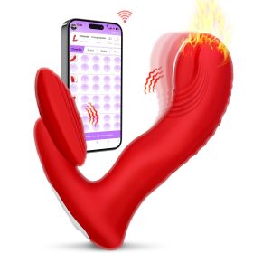 Wearable Vibrator for Women, APP Remote Vibrator for G Spot and Clit Stimulator, Wiggling Heated Vibrator for Couples Play - Red