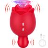 Clit Sucker Flower Clitoral Stimulator, Discreet Rose Sex Toy for Women, Couples, Solo Play - Red