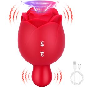Clit Sucker Flower Clitoral Stimulator, Discreet Rose Sex Toy for Women, Couples, Solo Play - Red