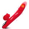 Thrusting Tongue Vibrator for Women, Heating G Spot Vibrator with Licking and LCD Display, Waterproof Clitoral Stimulator Oral Sex Toy - Red
