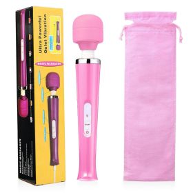 20 Speed Electric Handheld Vibrating Massager Therapy Motor Wand Full Body Massage Stick+Box - pink