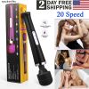 20 Speed Electric Handheld Vibrating Massager Therapy Motor Wand Full Body Massage Stick+Box - black