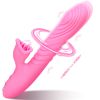 Thrusting Dildo Vibrator for Women, Tongue Vibrator with Thrust Modes, Clitoral Licking G Spot Vibrator for Couples Play - Pink