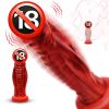 Big Monster Dildo with 8 Modes Vibrating, G Spot Vibrator Fantasy Creature Dildo with Texture and Suction Cup - Red