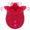 Rose Shaped Tongue Vibrator, Rose Sex Toy with 9 Licking, Quiet Licking Vibrator for Women Clitoral, Nipple, Vaginal - Red