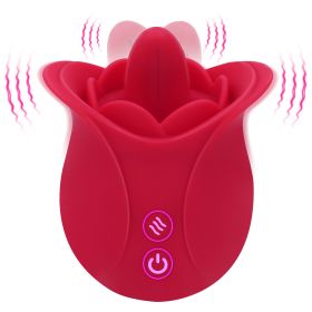 Rose Shaped Tongue Vibrator, Rose Sex Toy with 9 Licking, Quiet Licking Vibrator for Women Clitoral, Nipple, Vaginal - Red