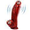 Vibrating Monster Dildo Vibrator, 10.4 inch Huge Dildo with Strong Suction G-Spot Vibrator for Women Vaginal Anal Play - Red