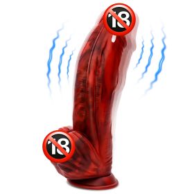 Vibrating Monster Dildo Vibrator, 10.4 inch Huge Dildo with Strong Suction G-Spot Vibrator for Women Vaginal Anal Play - Red