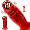 Monster Dildo G Spot Vibrator, 2.9in Thick Silicone Suction Dildo 8 Vibration Modes, Fantasy Huge Dildo for Women - Red