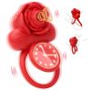 Vibrating Cock Ring with Rose Clitoral Stimulator, 10 Sucking Modes Couple Pleasure Penis Vibrator Sex Toys for Men - Red
