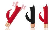 Realistic Dildo Rabbit Vibrator Clitoris G Spot Anal Stimulator with 7 Modes - Red