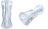 Realistic Texture Sleeve with Smooth Clear Slicone Masturbation Cup - Clear