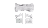 Realistic Texture Sleeve with Smooth Clear Slicone Masturbation Cup - Clear