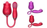 10-frequency 3 in 1 Tongue Licking Stimulus G Spot Telescopic Vibrator - Red