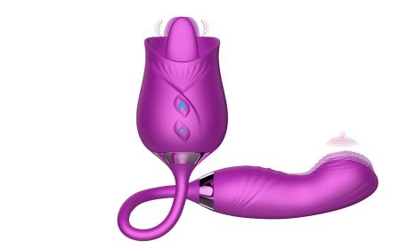10-frequency 3 in 1 Tongue Licking Stimulus G Spot Telescopic Vibrator - Purple