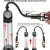 Vacuum pump toys for men with pressure gauge, with 1 realistic vaginal sleeve, 3 silicone sets of men's penis pump - black