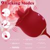 Licking Vibrator Tongue Toy for Women, 9 Thrusting Modes Rose Vibrator Dual Stimulator Clitoral and G Spot Pleasure - Red