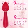 Rose Tongue Vibrator for Women, 9 Licking Modes Bendable Dual Vibrators for Anal Clitoral Stimulation - Red