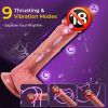 Thrusting Dildo Vibrator for Women, Remote Control Realistic Penis Dildo, Heating Vibrator with Suction Cup Silicone Vagina Massager - Brown