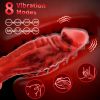 Big Monster Dildo with 8 Modes Vibrating, G Spot Vibrator Fantasy Creature Dildo with Texture and Suction Cup - Red