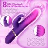 Triple Motor Thrusting Rabbit Vibrator, Heated G Spot Dildo with 8 Vibration & 3 Thrusting Modes, Clitoral Stimulator for Women - Red