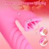 Thrusting Dildo Vibrator for Women, Tongue Vibrator with Thrust Modes, Clitoral Licking G Spot Vibrator for Couples Play - Pink