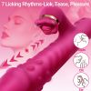 5 in 1 Tongue Vibrator Dildo Thrusting Vibrators, G Spot Stimulator with Heating Rotating Beads Clitoral Licking for Women - Brown