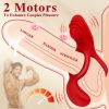 Vibrating Cock Ring for Men, Dual Motor Remote Control Penis Vibrator with Clit Stimulator Adult Toys for Couples - Red