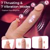 Thrusting Dildo Vibrator, Big Dildo Realistic Vibrators with 7 Thrusting Vibrating Heating Licking Modes, Silicone Dildos for Couple Women - Brown