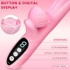 Thrusting Dildo Vibrator with 7 Vibrations, Clitoral Stimulator with Heating Tip and LCD Display, G Spot Rose Vibrator for Women - Pink