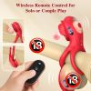Vibrating Cock Ring for Men, Dual Motor Remote Control Penis Vibrator with Clit Stimulator Adult Toys for Couples - Red