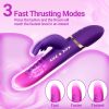Triple Motor Thrusting Rabbit Vibrator, Heated G Spot Dildo with 8 Vibration & 3 Thrusting Modes, Clitoral Stimulator for Women - Red