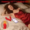 Wearable Vibrator for Women, APP Remote Vibrator for G Spot and Clit Stimulator, Wiggling Heated Vibrator for Couples Play - Red