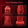 Big Monster Dildo with 8 Modes Vibrating, G Spot Vibrator Fantasy Creature Dildo with Texture and Suction Cup - Red