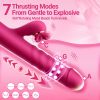 5 in 1 Tongue Vibrator Dildo Thrusting Vibrators, G Spot Stimulator with Heating Rotating Beads Clitoral Licking for Women - Brown