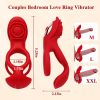 Vibrating Cock Ring for Men, Dual Motor Remote Control Penis Vibrator with Clit Stimulator Adult Toys for Couples - Red