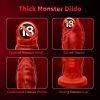 Monster Dildo G Spot Vibrator, 2.9in Thick Silicone Suction Dildo 8 Vibration Modes, Fantasy Huge Dildo for Women - Red