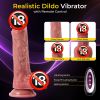 Thrusting Dildo Vibrator for Women, Remote Control Realistic Penis Dildo, Heating Vibrator with Suction Cup Silicone Vagina Massager - Brown