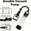 Vacuum pump toys for men with pressure gauge, with 1 realistic vaginal sleeve, 3 silicone sets of men's penis pump - black