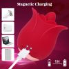 Rose Shaped Tongue Vibrator, Rose Sex Toy with 9 Licking, Quiet Licking Vibrator for Women Clitoral, Nipple, Vaginal - Red