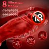 Monster Dildo G Spot Vibrator, 2.9in Thick Silicone Suction Dildo 8 Vibration Modes, Fantasy Huge Dildo for Women - Red