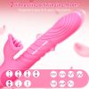 Thrusting Dildo Vibrator for Women, Tongue Vibrator with Thrust Modes, Clitoral Licking G Spot Vibrator for Couples Play - Pink