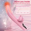 Thrusting Dildo Vibrator with 7 Vibrations, Clitoral Stimulator with Heating Tip and LCD Display, G Spot Rose Vibrator for Women - Pink