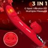 Thrusting Tongue Vibrator for Women, Heating G Spot Vibrator with Licking and LCD Display, Waterproof Clitoral Stimulator Oral Sex Toy - Red
