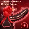 Vibrating Cock Ring with Rose Clitoral Stimulator, 10 Sucking Modes Couple Pleasure Penis Vibrator Sex Toys for Men - Red