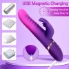 Triple Motor Thrusting Rabbit Vibrator, Heated G Spot Dildo with 8 Vibration & 3 Thrusting Modes, Clitoral Stimulator for Women - Red