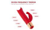 Realistic Dildo Rabbit Vibrator Clitoris G Spot Anal Stimulator with 7 Modes - Red