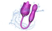 10-frequency 3 in 1 Tongue Licking Stimulus G Spot Telescopic Vibrator - Red