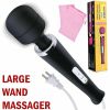 20 Speed Electric Handheld Vibrating Massager Therapy Motor Wand Full Body Massage Stick+Box - black